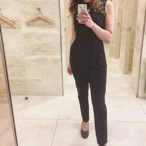 Black lace detail jumpsuit